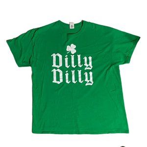Bud Light men's green and white Dilly Dilly graphic beer tee with clover